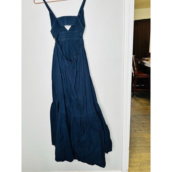 A.L.C. Dark Blue 100% Cotton Sleeveless V-Neck Back Cutout Rhodes Dress Size 4 - Picture 6 of 13